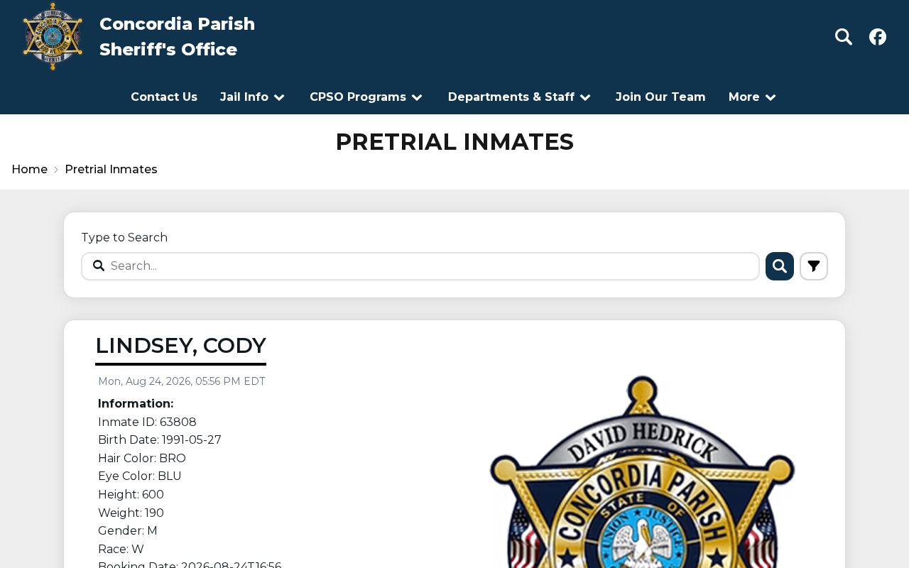 Concordia Parish busted mugshot pretrial roster search