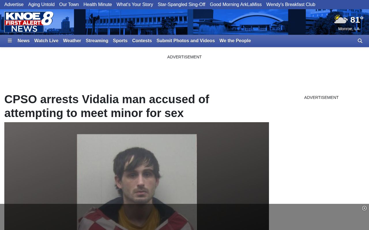 KNOE coverage of a Vidalia Concordia Parish arrest record
